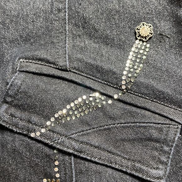 RUSTIC DENIM 100% Cotton Glittered Semi Distressed Women's Denim Jacket -SMALL - Picture 6 of 13